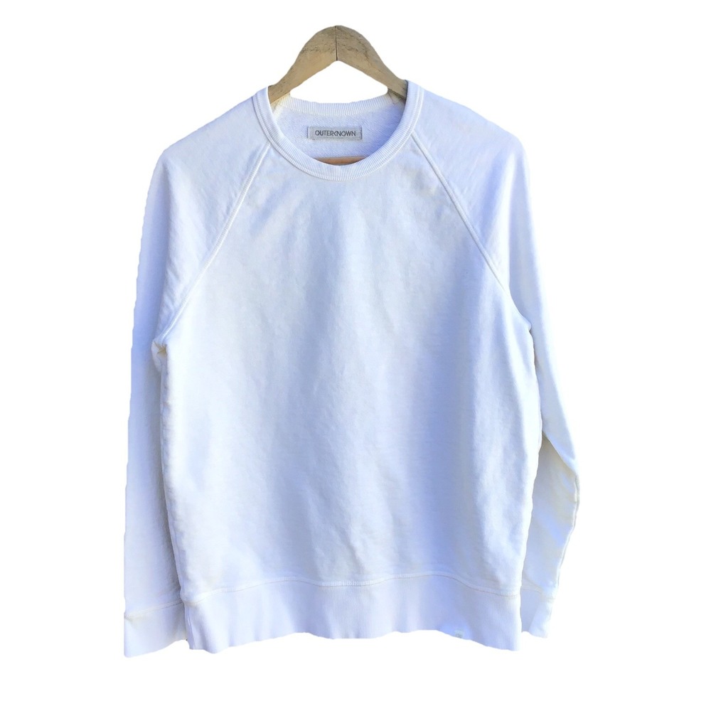 Outerknown White Hemp Organic Cotton Raglan Crewneck Sweatshirt Men's Medium
